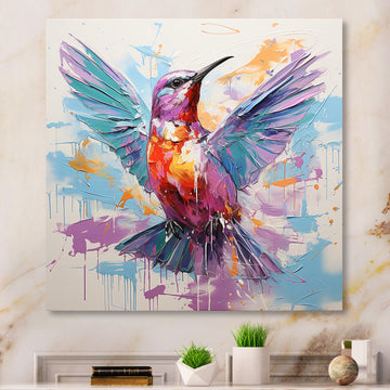 Blue and purple Vibrant hummingbird - Blue Hummingbird Wall Art